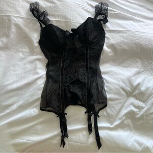 Victoria's Secret Black Lace Bustier with Garter Straps